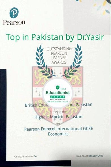 tutor for O/A level Economics Dr.Yasir