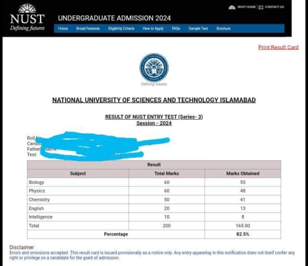 NET result for sir hamza